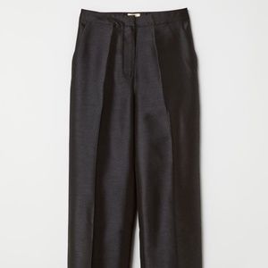 H&M wide-leg pleated pants in gleaming black